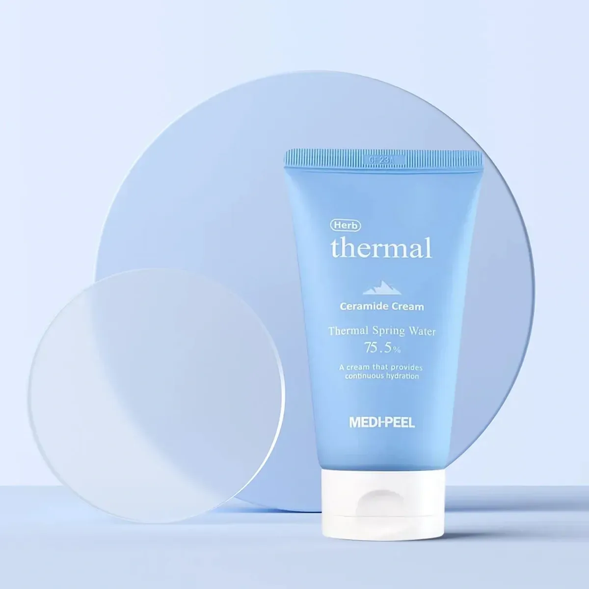 Medi-Peel Herb Thermal Ceramide Cream — тюбик крему з написом Thermal Spring Water 75.5%