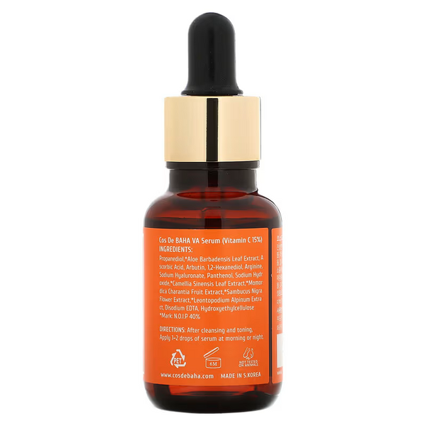 Cos De Baha Vitamin C 15% Ascorbic Acid (Сироватка для сяйва шкіри з вітаміном С й пантенолом), 30 мл 8809240318119 фото