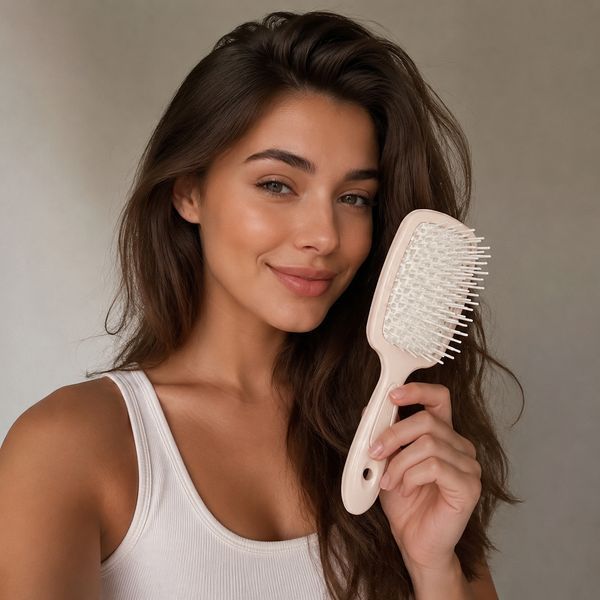 Janeke Superbrush Small (Гребінець для волосся, світло-персиковий з білим), 1 шт 8006060650096 фото